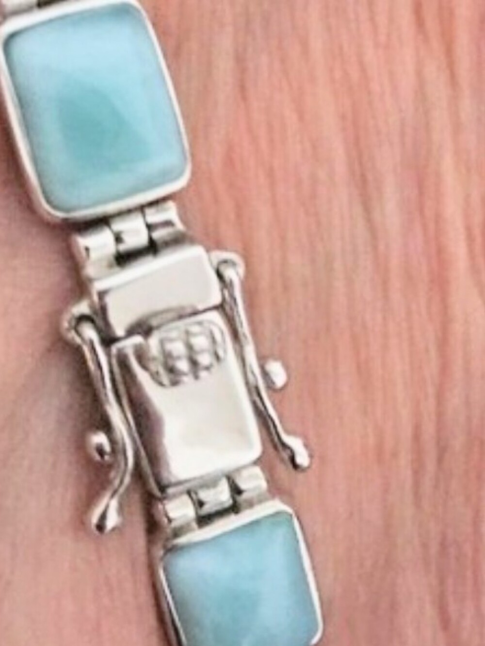 BLUE LARIMAR LINK BRACELET RHODIUM OVER STERLING SILVER - Picture 5 of 5